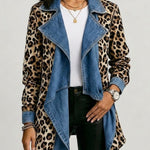 Sherilyn | Giacca in Denim Lavato con Stampa Leopardo