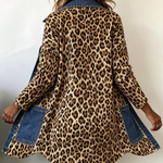 Fablenne | Giacca Lunga in Denim con Stampa Leopardo
