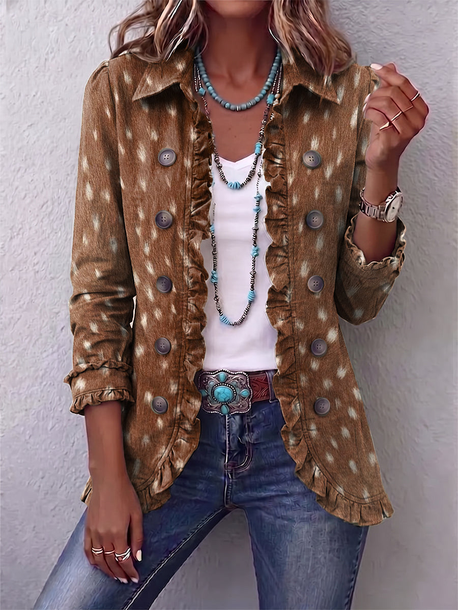 Roberta | Giacca Boho Animalier con Volant