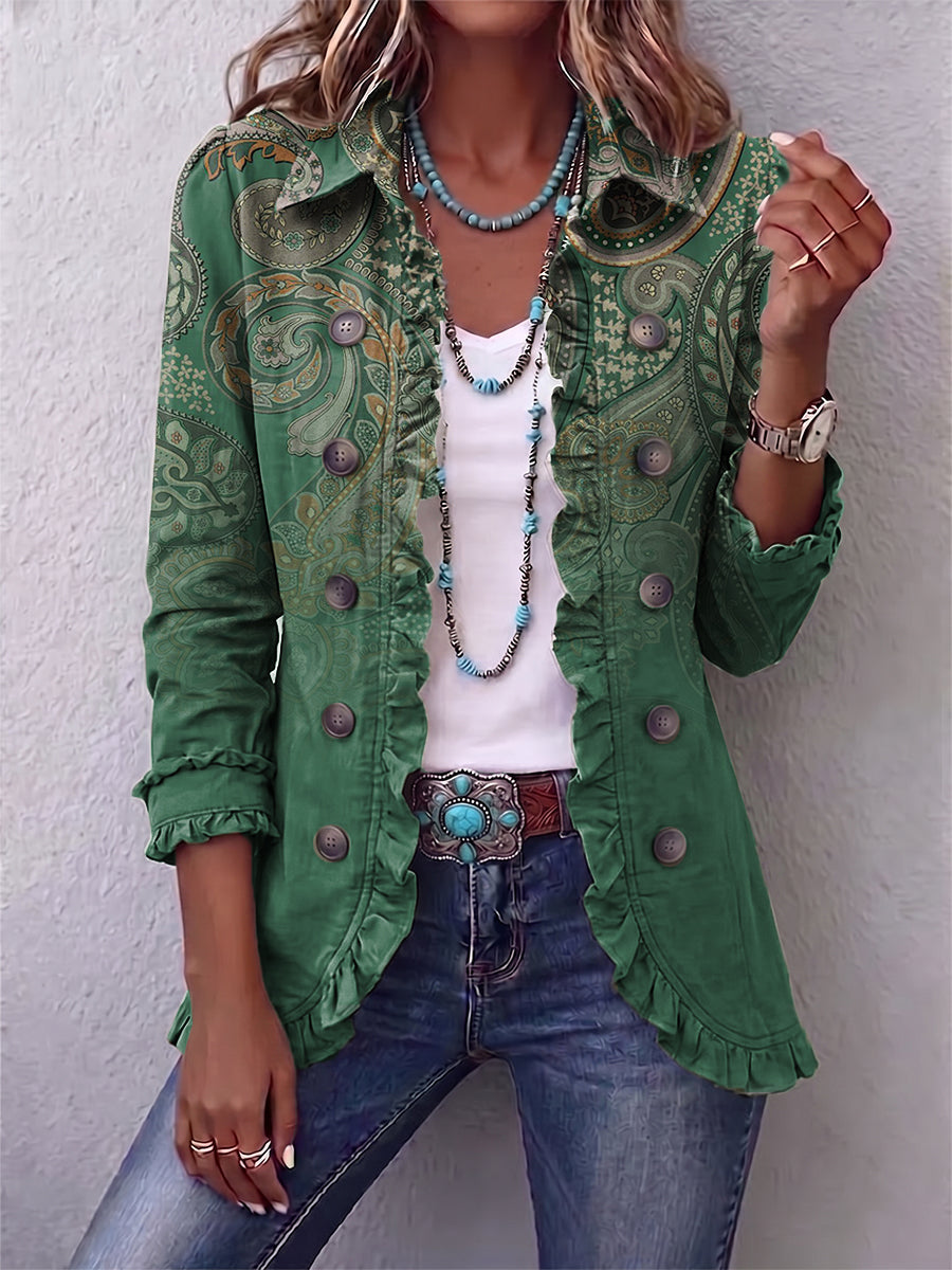 Jemara | Giacca con Volant e Stampa Paisley