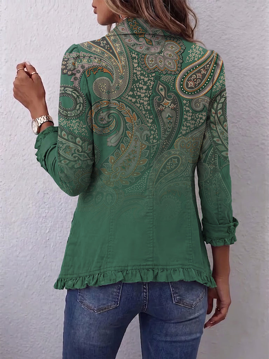 Jemara | Giacca con Volant e Stampa Paisley