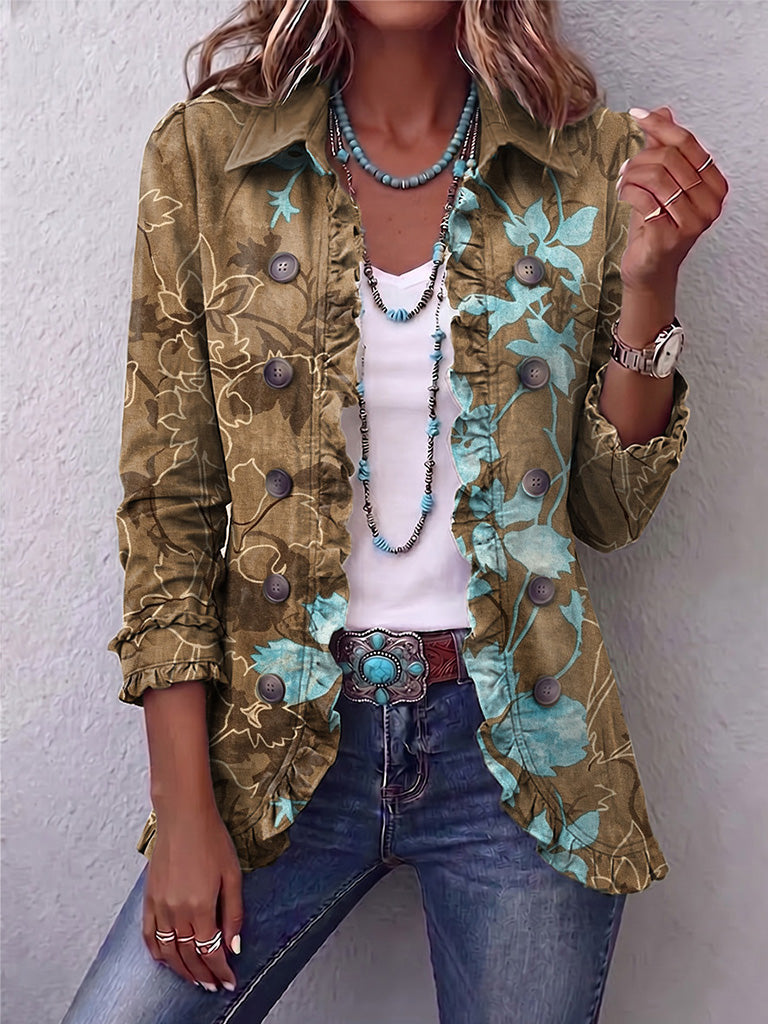 Caterina | Giacca Boho Vintage Floreale con Volant