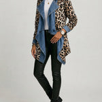 Sherilyn | Giacca in Denim Lavato con Stampa Leopardo