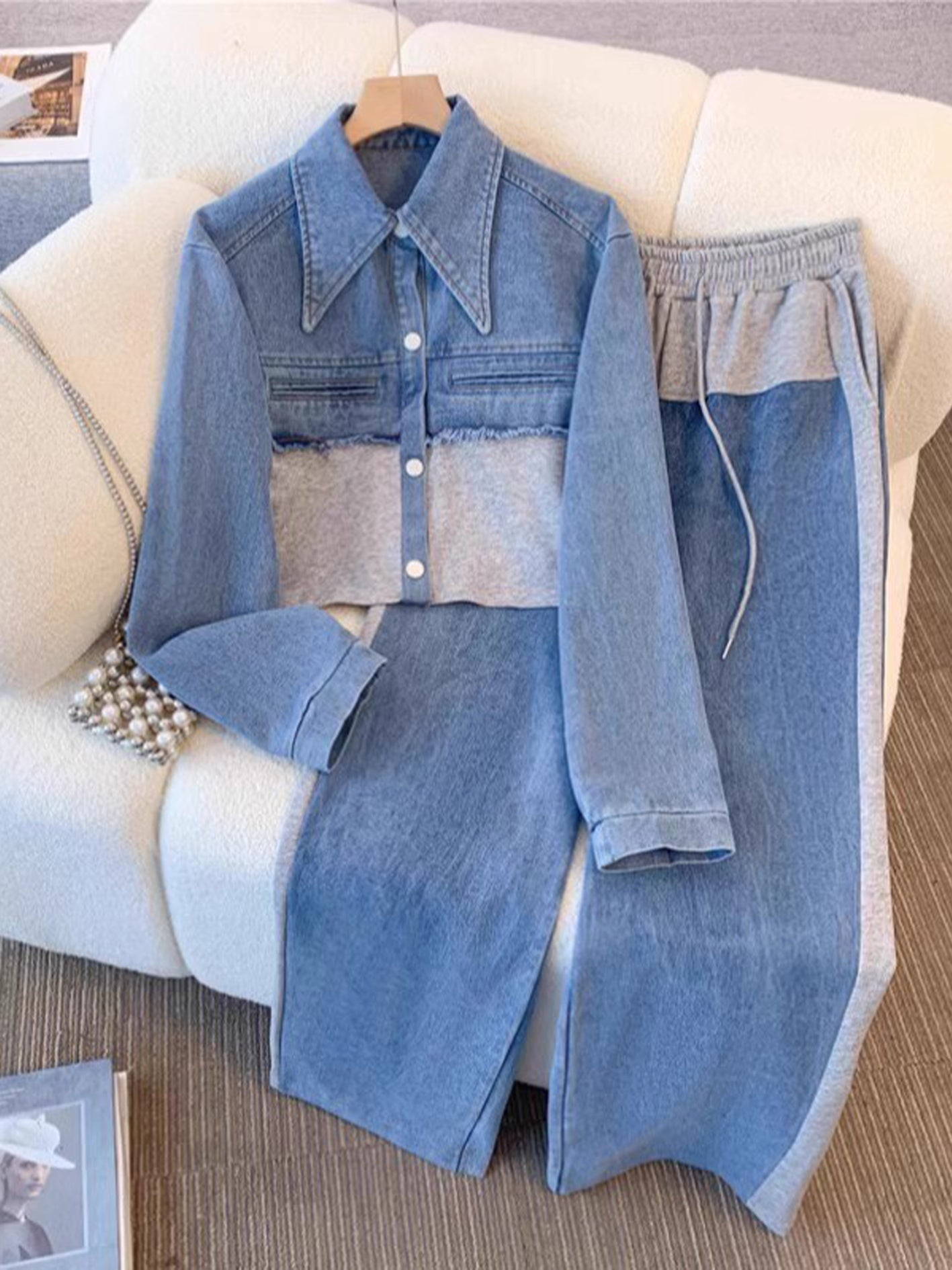 Paola | Completo con Giacca Cropped e Pantaloni a Gamba Larga