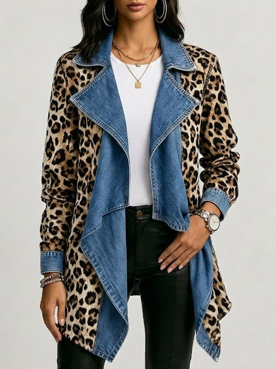 Sherilyn | Giacca con Denim e Stampa Leopardo