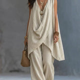 Ginevra | Completo Drappeggiato con Pantalone Ampio