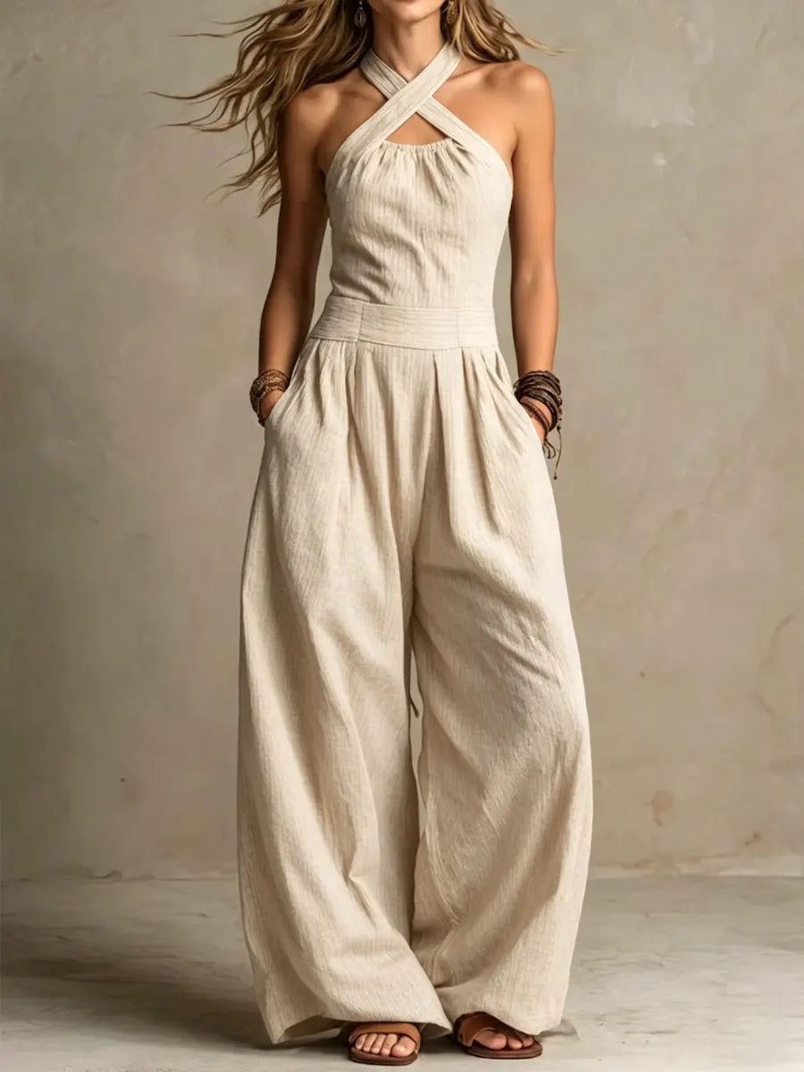 Bianca | Jumpsuit elegante con scollo a incrocio