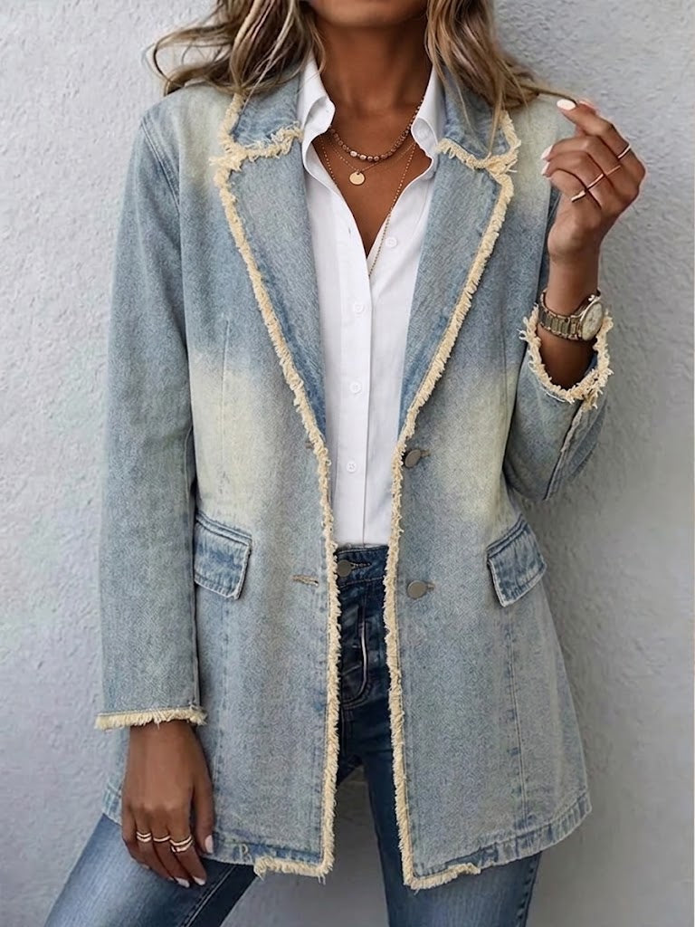 Bianca | Blazer Oversize Vintage con Bordi Grezzi