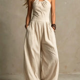 Isabella | Tuta Lunga Fluida con Scollo Halter