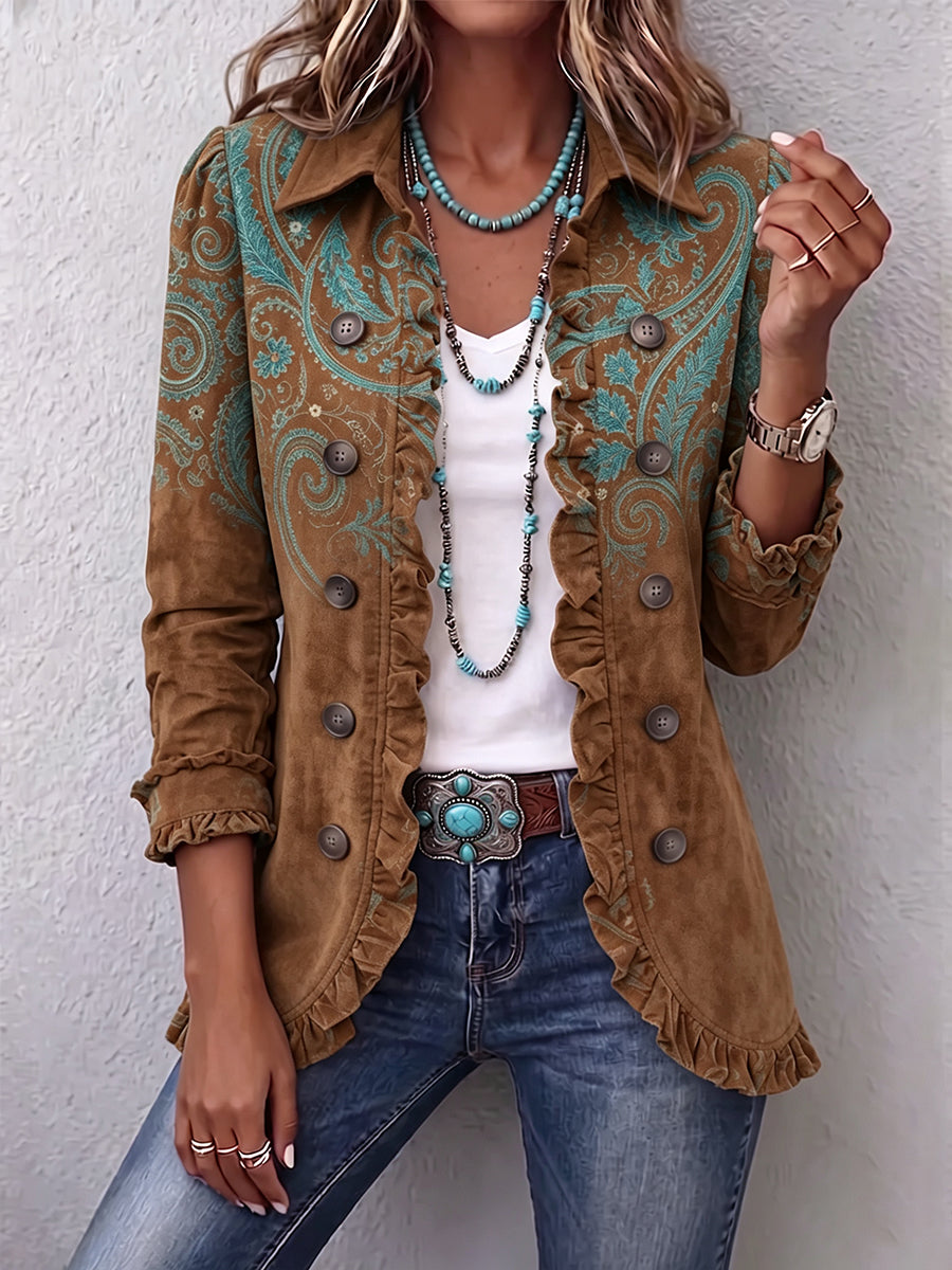 Chiara | Giacca con Stampa Paisley e Volant