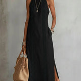 Jimena | Abito midi con collo alla Mao
