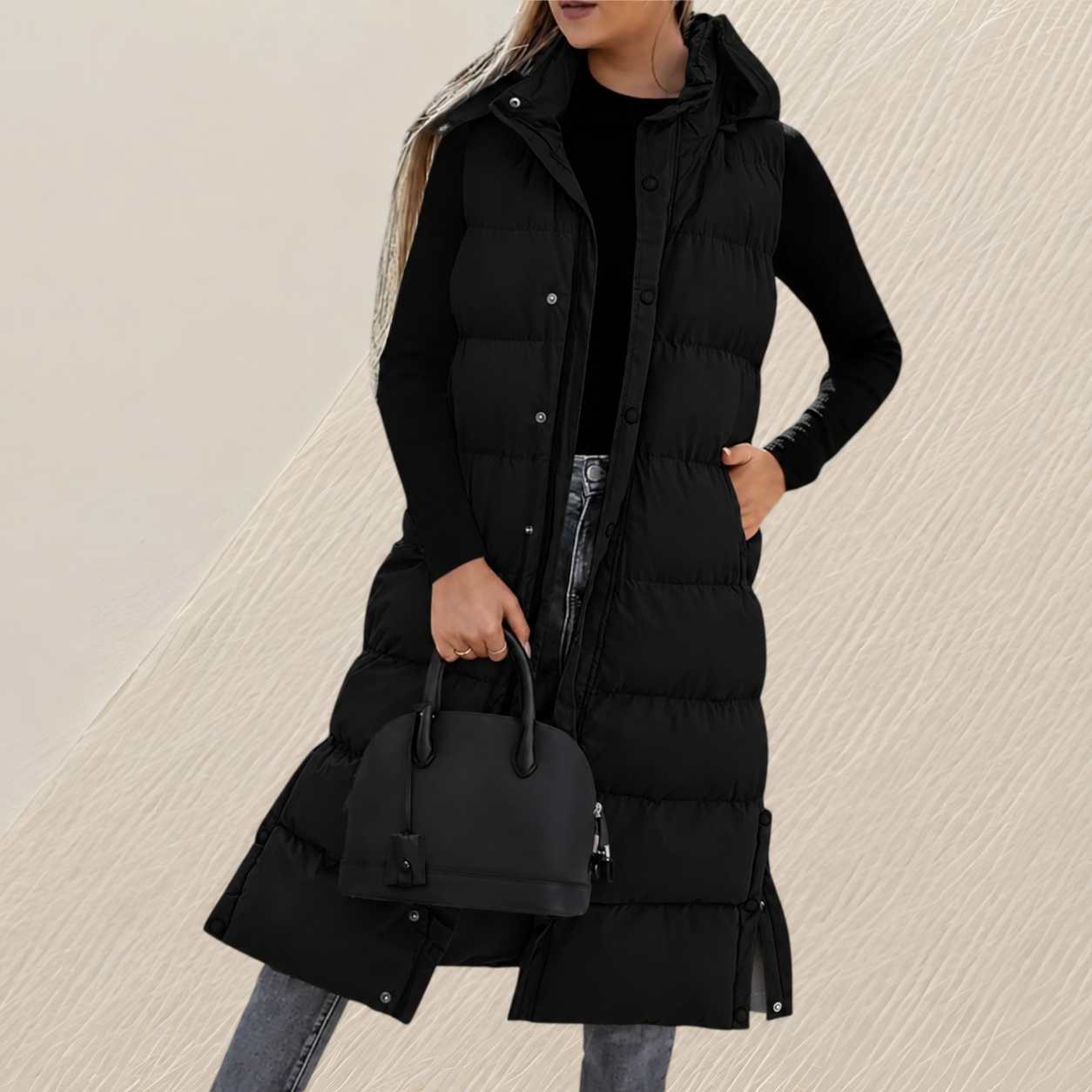 Pia – Gilet lungo trapuntato dalla linea ampia – 3