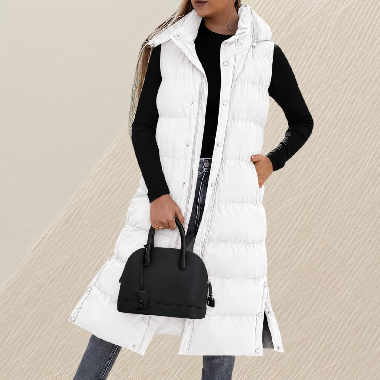 Pia – Gilet lungo trapuntato dalla linea ampia – 5