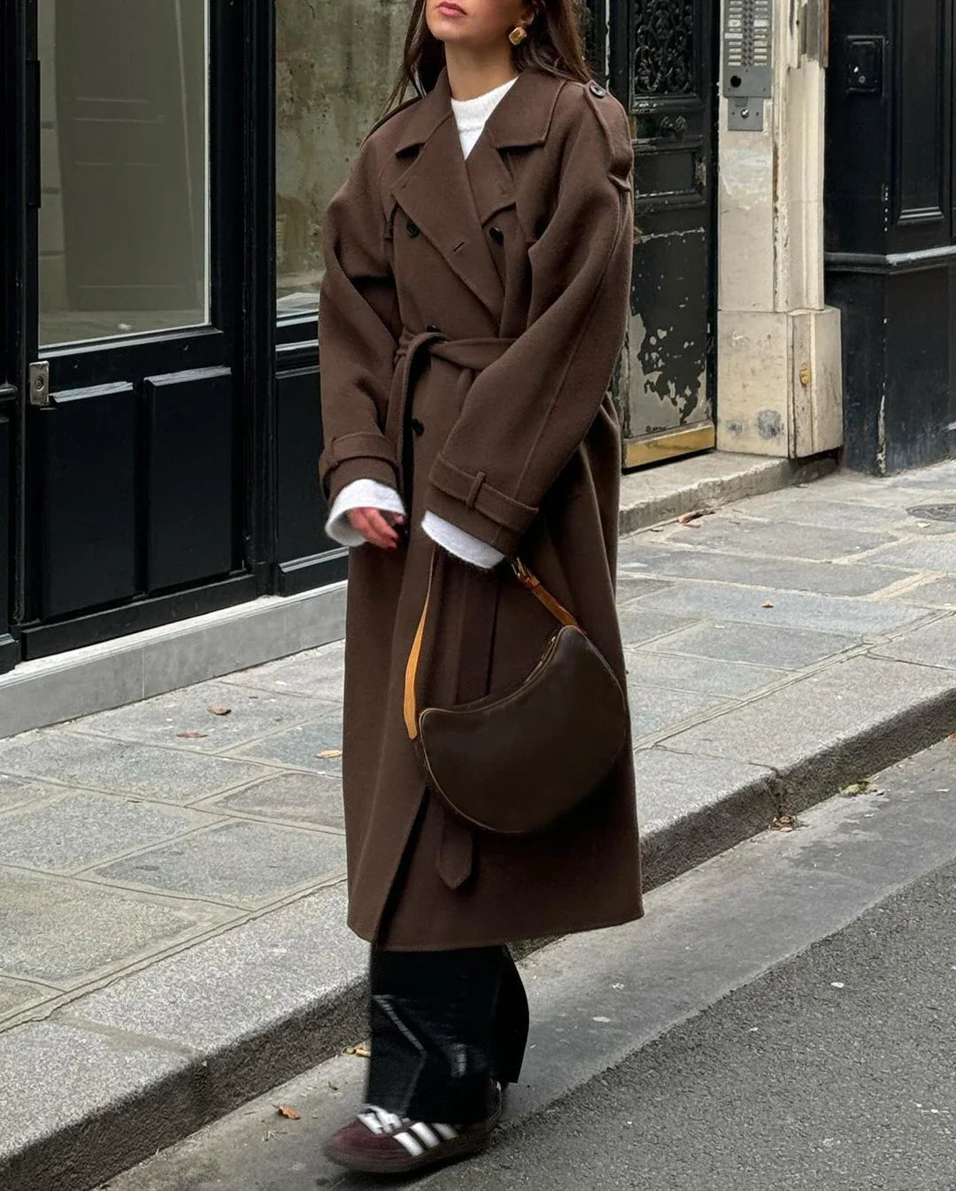 Renata – Trench lungo con revers ampi – 2
