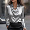 BLUSA IN RASO SETOSO CON SCOLLO DRAPPEGGIATO