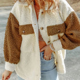 Giacca camicia oversize teddy da donna con bottoni