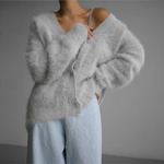 Elisa – Cardigan in maglia morbida – Grigio chiaro