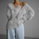 Elisa – Cardigan in maglia morbida – Grigio chiaro