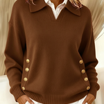 Vicenta | Maglione con collo polo e dettagli dorati