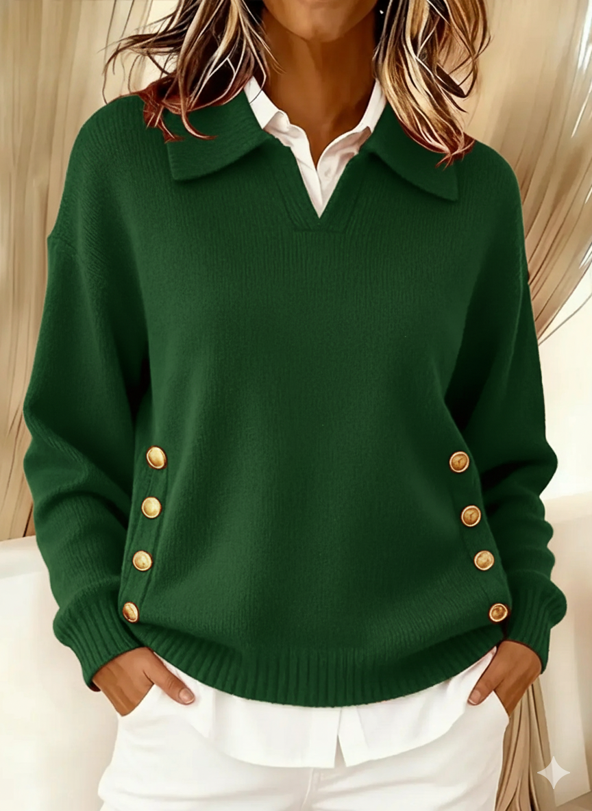 Vicenta | Maglione con collo polo e dettagli dorati
