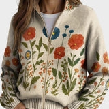 Wrenna - Cardigan con zip e motivo prato di fiori selvatici