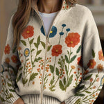 Ginepro | Cardigan Donna con Zip e Fiori Selvatici