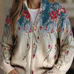 Seraphine | Cardigan Donna Floreale Sfumato con Zip